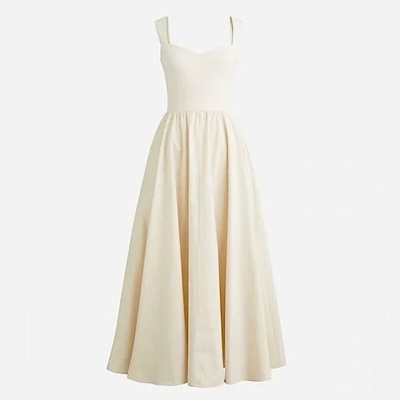 J. CREW Sweetheart Tank Dress with Poplin Skirt in Natural Size Medi… - Picture 1 of 7